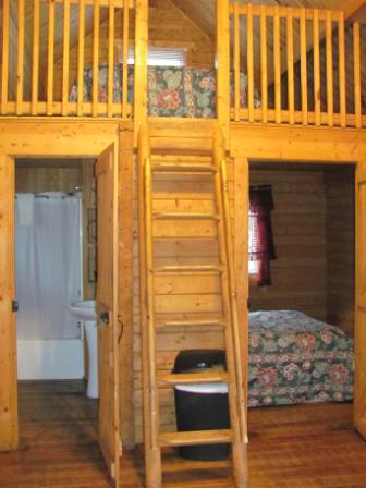 Bedroom with double bed, Loft (kids fort) with double bed and a full bathroom.