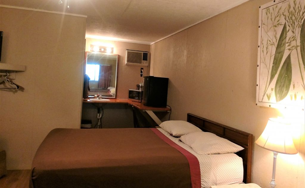 Bed, Sink, Microwave & Fridge in Hill Top Room